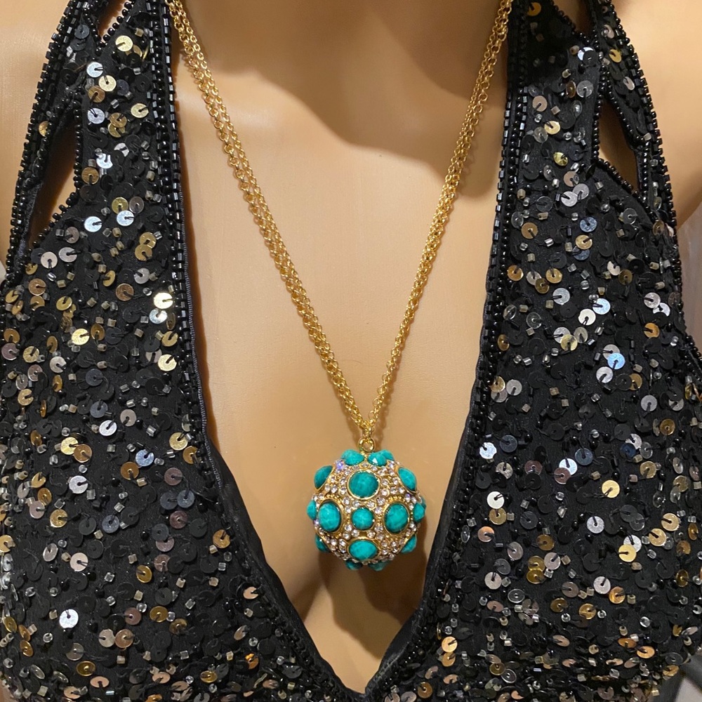 Amrita Singh Necklace Earring Turquoise Rhinestone